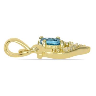 BUY 925 SILVER NATURAL LONDON BLUE TOPAZ GEMSTONE  CLASSIC PENDANT